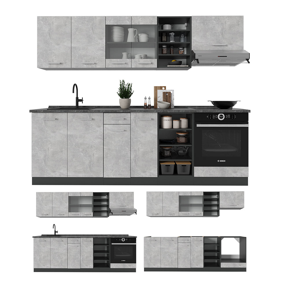 Vicco Cucina componibile Calcestruzzo/antracite 240 cm , PL Antracite