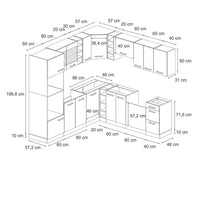 Vicco Cucina angolare completa Calcestruzzo/antracite 237 x 60 cm senza piano di lavoro