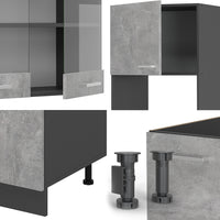 Vicco Cucina angolare completa Calcestruzzo/antracite 237 x 247 cm , PL Antracite