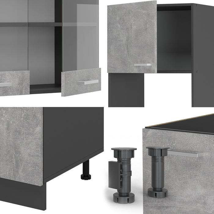 Vicco Cucina angolare completa Calcestruzzo/antracite 237 x 247 cm , PL Antracite