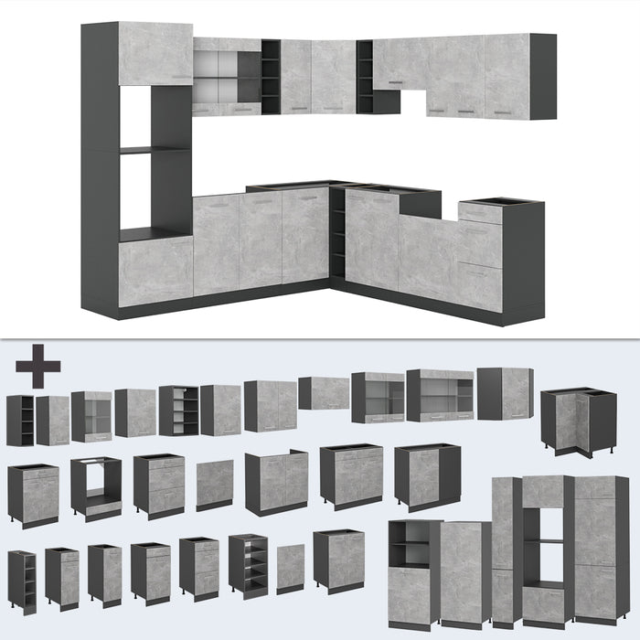 Vicco Cucina angolare completa Calcestruzzo/antracite 237 x 247 cm , PL Antracite
