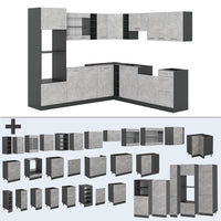Vicco Cucina angolare completa Calcestruzzo/antracite 237 x 60 cm senza piano di lavoro