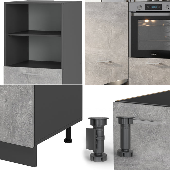Vicco Cucine componibili piccole Calcestruzzo/antracite 180 cm senza piano di lavoro