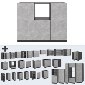 Vicco Cucine componibili piccole Calcestruzzo/antracite 180 cm senza piano di lavoro