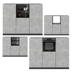 Vicco Cucine componibili piccole Calcestruzzo/antracite 180 cm senza piano di lavoro
