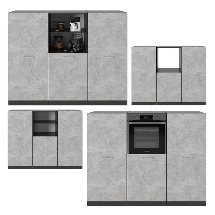 Vicco Cucine componibili piccole Calcestruzzo/antracite 180 cm senza piano di lavoro