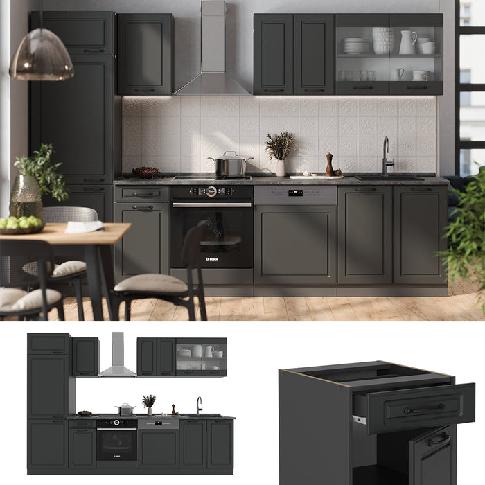 Vicco Cucina componibile Casa di campagna antracite/antracite 300 cm , PL Antracite