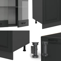 Vicco Cucina componibile Casa di campagna antracite/antracite 300 cm con armadio alto, PL Antracite