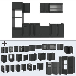 Vicco Cucina componibile Casa di campagna antracite/antracite 300 cm con armadio alto, PL Rovere