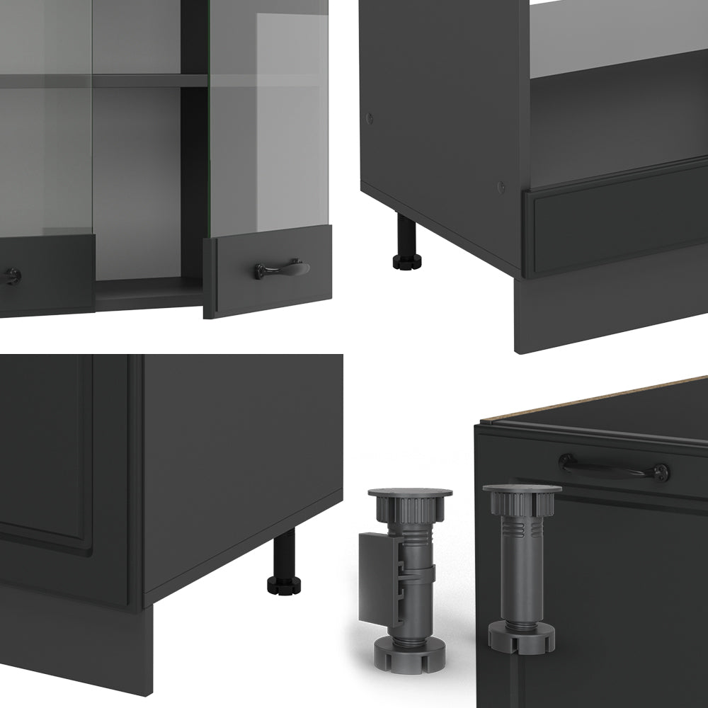 Vicco Cucina angolare completa Casa di campagna antracite/antracite 227 x 287 cm , PL Antracite