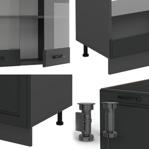 Vicco Cucina angolare completa Casa di campagna antracite/antracite 227 x 287 cm , PL Antracite