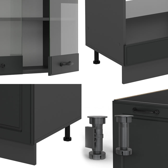 Vicco Cucina angolare completa Casa di campagna antracite/antracite 227 x 287 cm , PL Antracite