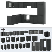 Vicco Cucina angolare completa Casa di campagna antracite/antracite 227 x 287 cm , PL Marmo