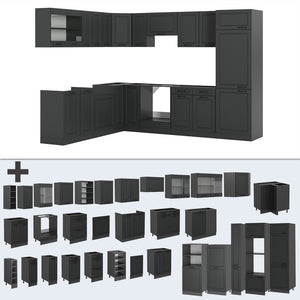 Vicco Cucina angolare completa Casa di campagna antracite/antracite 227 x 287 cm , PL Marmo