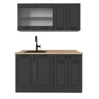 Vicco Cucina completa Casa di campagna antracite/antracite 140 cm senza piano di lavoro