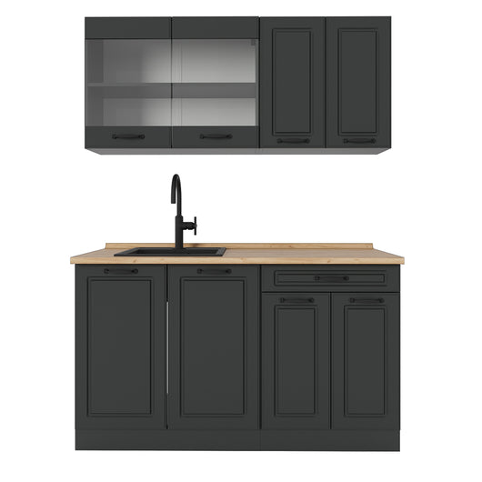 Vicco Cucina completa Casa di campagna antracite/antracite 140 cm senza piano di lavoro