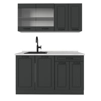Vicco Cucina monoblocco Casa di campagna antracite/antracite 140 cm , PL Marmo
