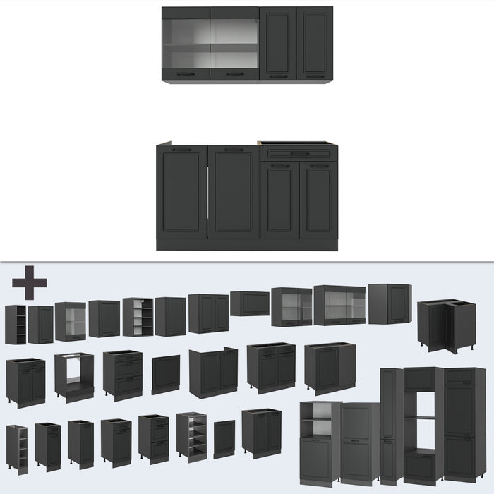 Vicco Cucina monoblocco Casa di campagna antracite/antracite 140 cm , PL Antracite