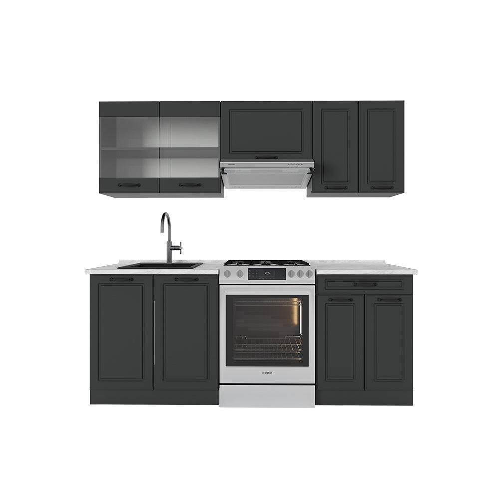 Vicco Cucina componibile Casa di campagna antracite/antracite 200 cm , PL Marmo