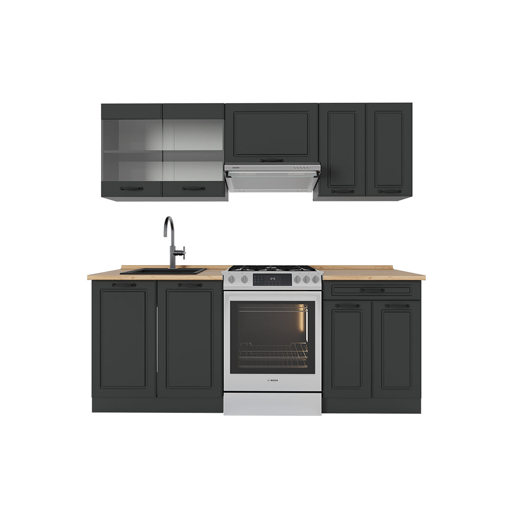 Vicco Cucina componibile Casa di campagna antracite/antracite 200 cm , PL Rovere