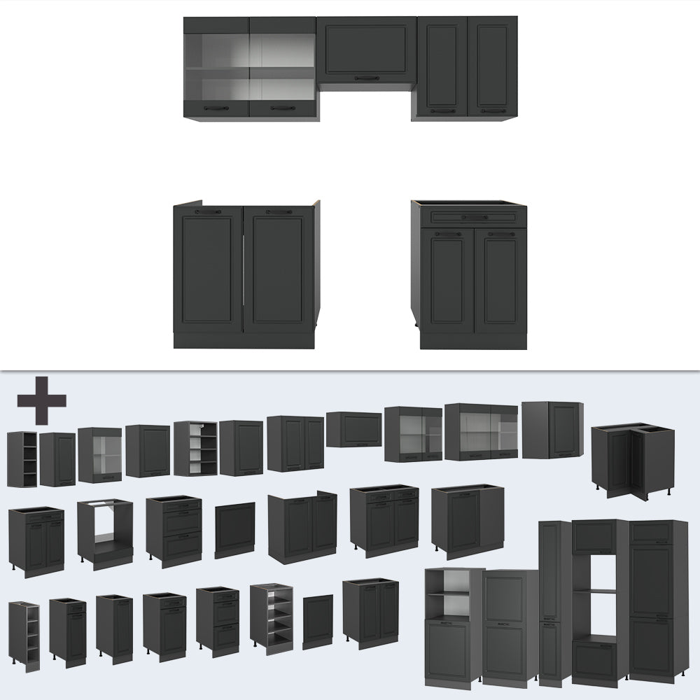 Vicco Cucina componibile Casa di campagna antracite/antracite 200 cm , PL Antracite