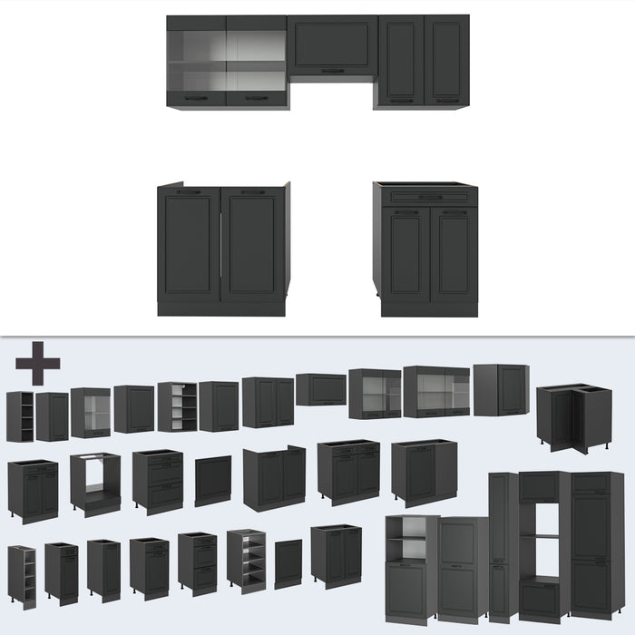 Vicco Cucina componibile Casa di campagna antracite/antracite 200 cm , PL Antracite