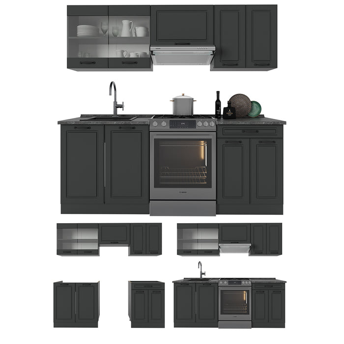 Vicco Cucina componibile Casa di campagna antracite/antracite 200 cm , PL Antracite