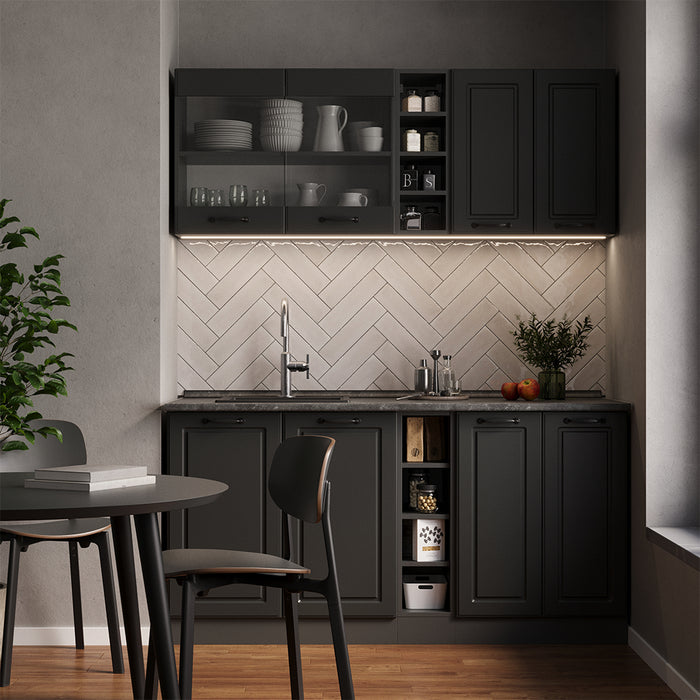 Vicco Cucina completa Casa di campagna antracite/antracite 160 cm , PL Antracite