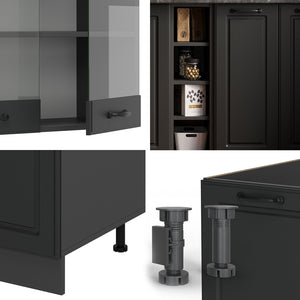 Vicco Cucina completa Casa di campagna antracite/antracite 160 cm , PL Rovere