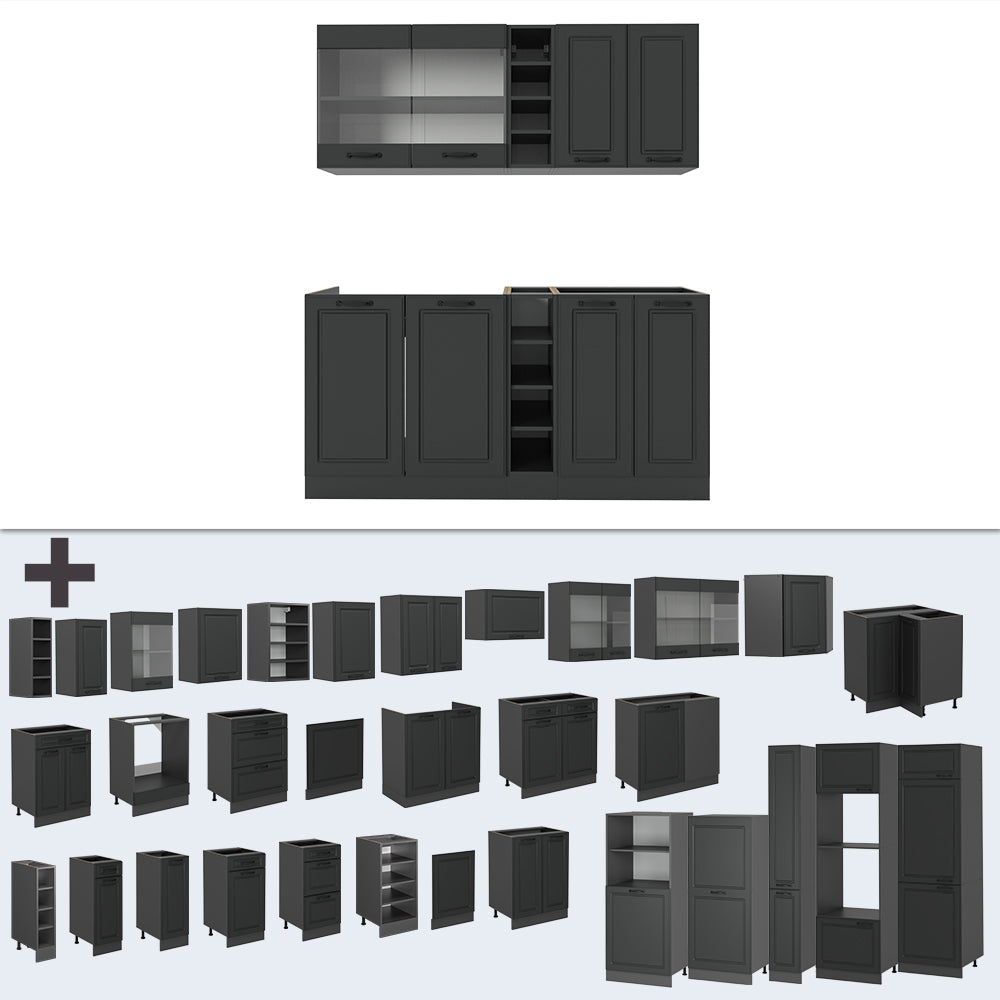 Vicco Cucina completa Casa di campagna antracite/antracite 160 cm , PL Marmo