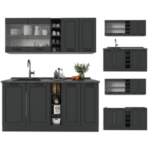 Vicco Cucina completa Casa di campagna antracite/antracite 160 cm , PL Rovere