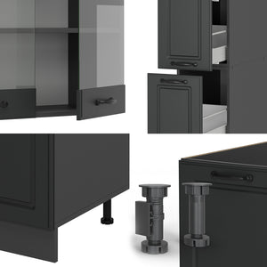 Vicco Cucina componibile Casa di campagna antracite/antracite 350 cm senza piano di lavoro