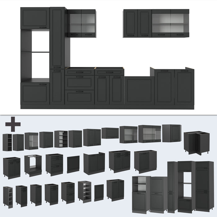 Vicco Cucina completa  Casa di campagna antracite/antracite 350 cm , PL Antracite