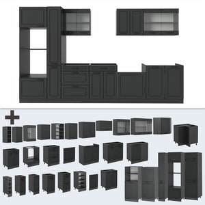 Vicco Cucina completa  Casa di campagna antracite/antracite 350 cm , PL Rovere