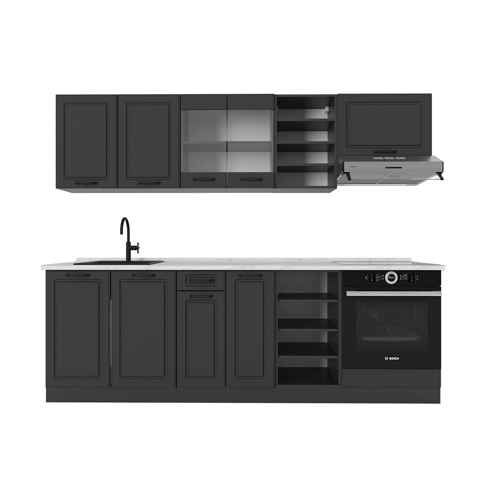 Vicco Cucina componibile Casa di campagna antracite/antracite 240 cm , PL Marmo