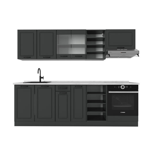 Vicco Cucina componibile Casa di campagna antracite/antracite 240 cm , PL Marmo