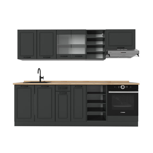 Vicco Cucina componibile Casa di campagna antracite/antracite 240 cm , PL Rovere