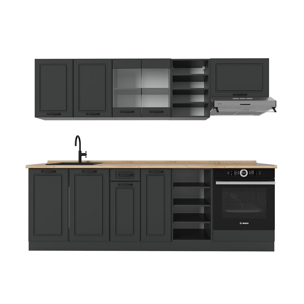 Vicco Cucina componibile Casa di campagna antracite/antracite 240 cm senza piano di lavoro