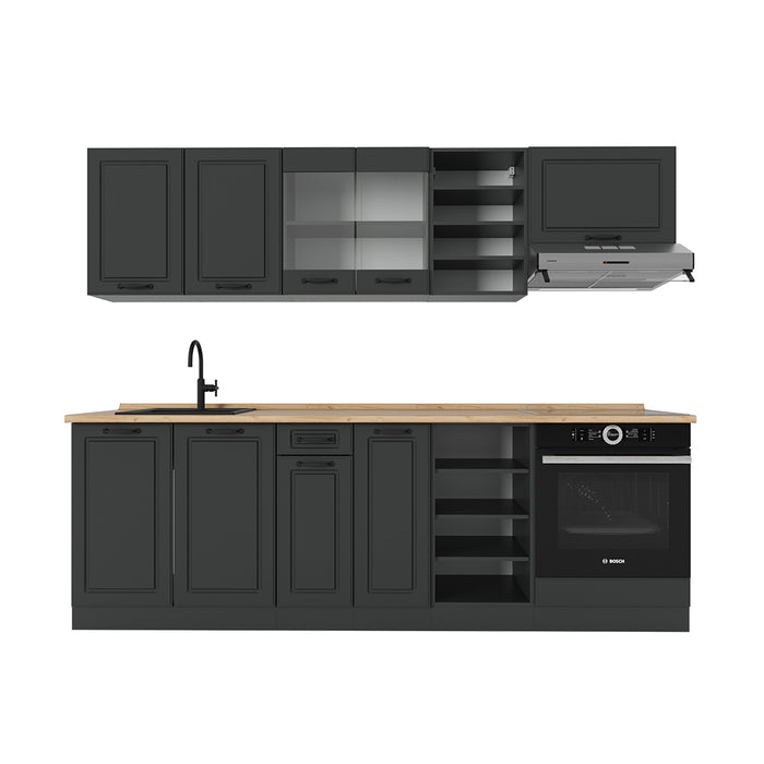 Vicco Cucina componibile Casa di campagna antracite/antracite 240 cm senza piano di lavoro
