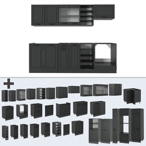 Vicco Cucina componibile Casa di campagna antracite/antracite 240 cm senza piano di lavoro