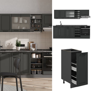 Vicco Cucina componibile Casa di campagna antracite/antracite 240 cm , PL Marmo