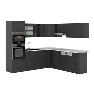 Vicco Cucina angolare completa Casa di campagna antracite/antracite 237 x 247 cm , PL Marmo