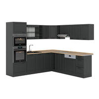 Vicco Cucina angolare completa Casa di campagna antracite/antracite 237 x 247 cm , PL Rovere