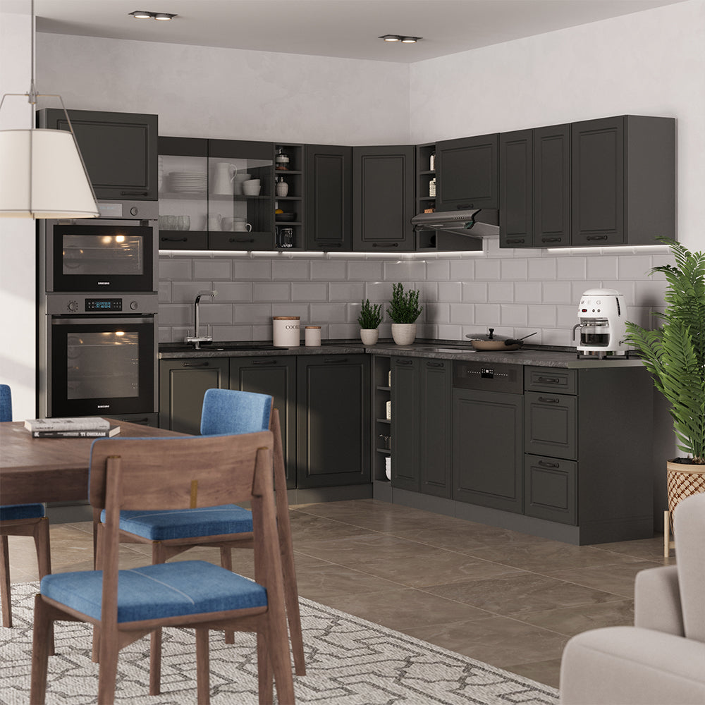 Vicco Cucina angolare completa Casa di campagna antracite/antracite 237 x 247 cm , PL Antracite