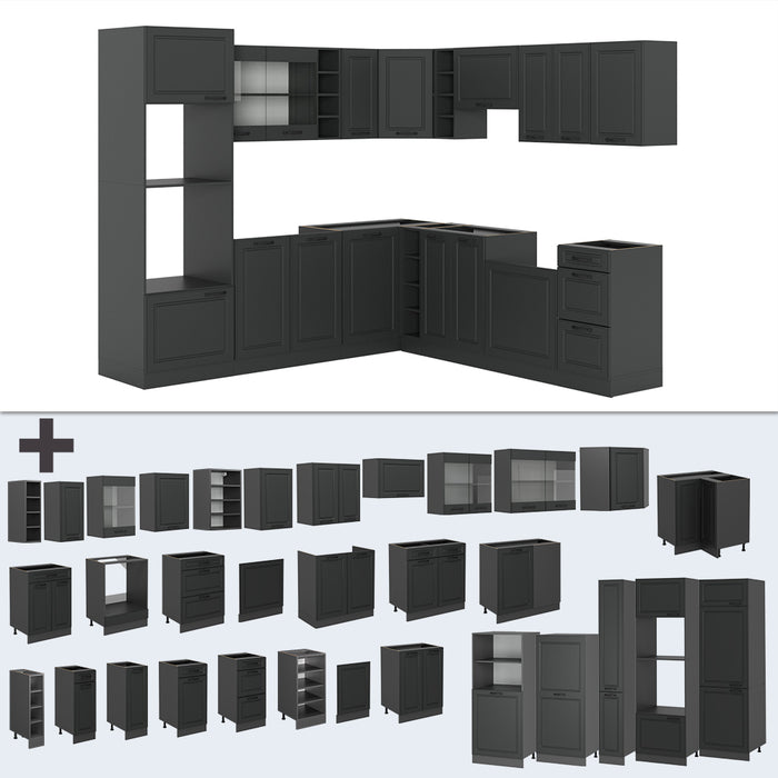 Vicco Cucina angolare completa Casa di campagna antracite/antracite 237 x 247 cm , PL Antracite