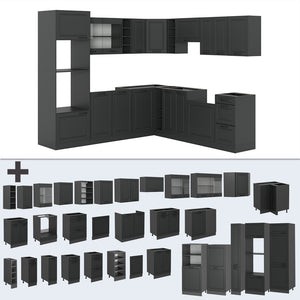 Vicco Cucina angolare completa Casa di campagna antracite/antracite 237 x 247 cm , PL Marmo