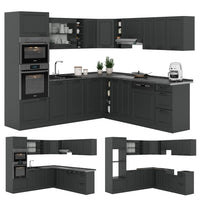 Vicco Cucina angolare completa Casa di campagna antracite/antracite 237 x 247 cm , PL Rovere