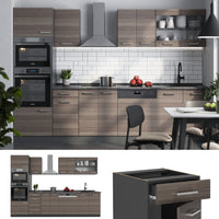 Vicco Cucina componibile Grigio nobile/antracite 300 cm con armadio alto, PL Antracite