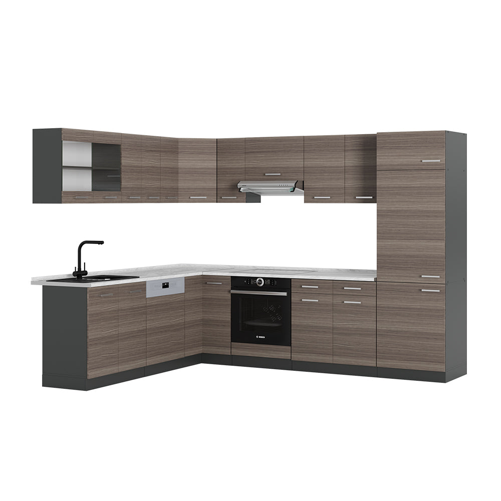 Vicco Cucina angolare completa Grigio nobile/antracite 227 x 287 cm , PL Marmo