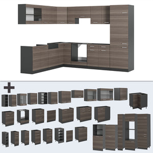 Vicco Cucina angolare completa Grigio nobile/antracite 227 x 287 cm , PL Rovere